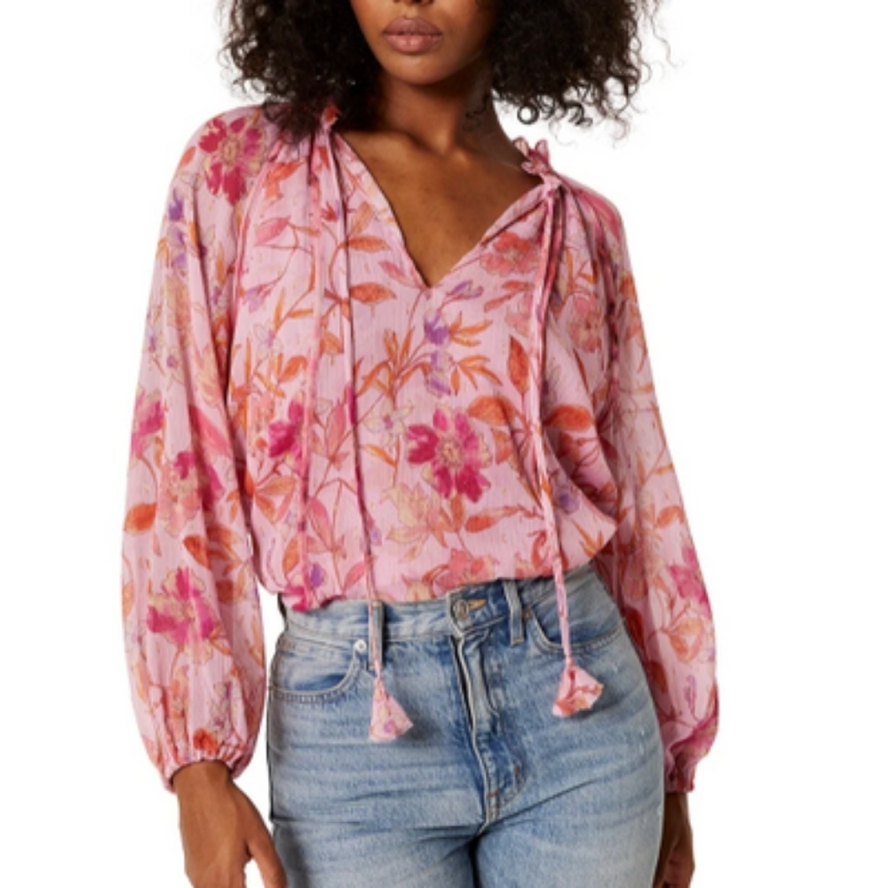 Misa Los Angeles Bella Long Sleeve  Fire Floral Blouse